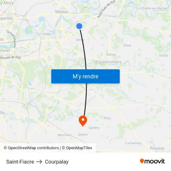 Saint-Fiacre to Courpalay map