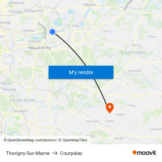 Thorigny-Sur-Marne to Courpalay map
