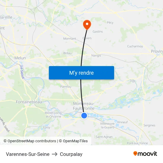 Varennes-Sur-Seine to Courpalay map