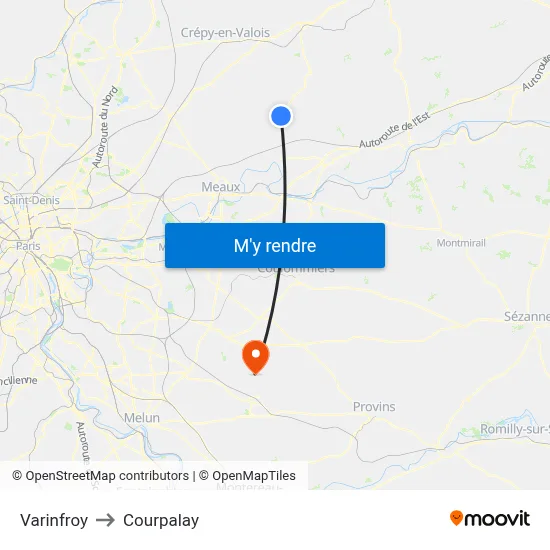 Varinfroy to Courpalay map