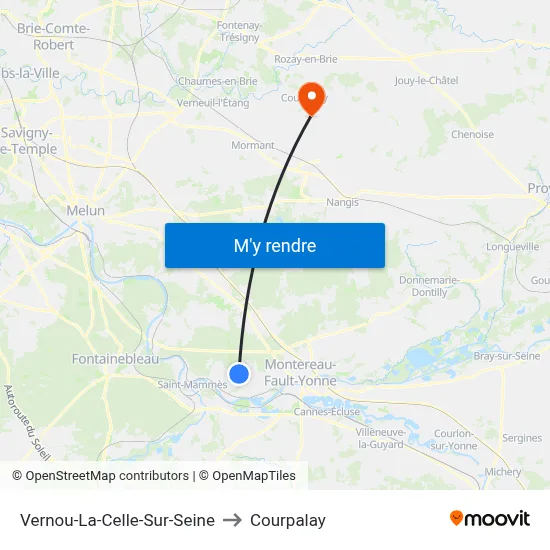 Vernou-La-Celle-Sur-Seine to Courpalay map