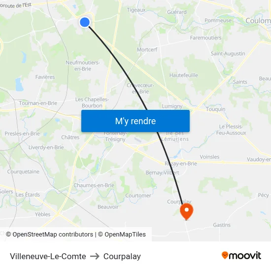 Villeneuve-Le-Comte to Courpalay map