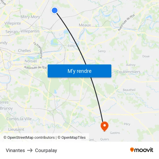 Vinantes to Courpalay map