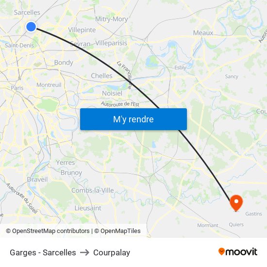 Garges - Sarcelles to Courpalay map