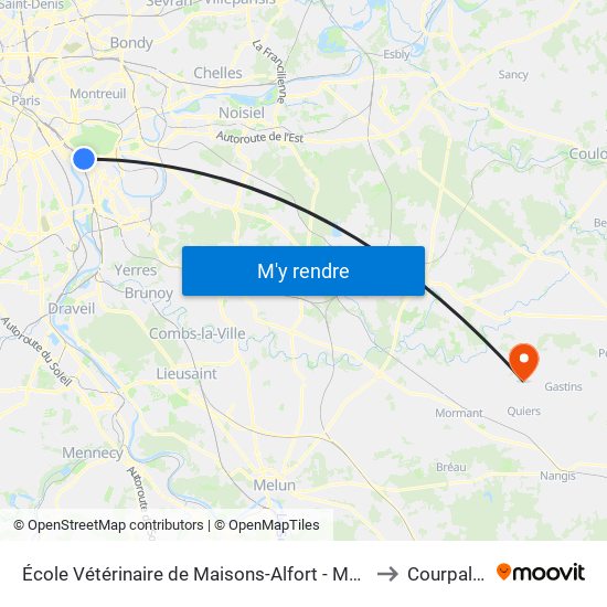 École Vétérinaire de Maisons-Alfort - Métro to Courpalay map
