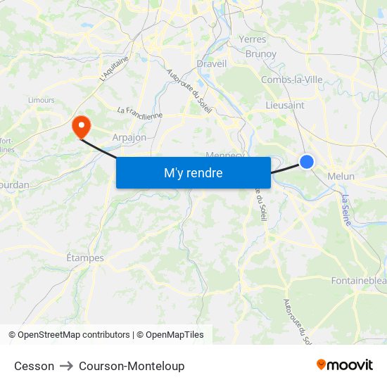 Cesson to Courson-Monteloup map