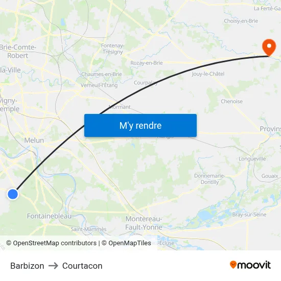 Barbizon to Courtacon map