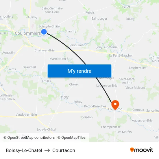 Boissy-Le-Chatel to Courtacon map