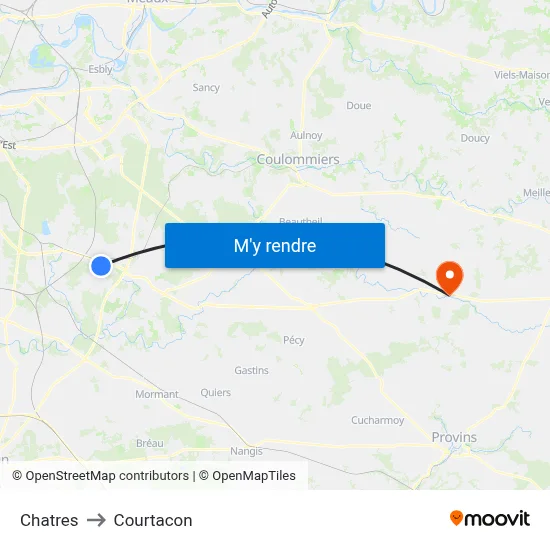 Chatres to Courtacon map