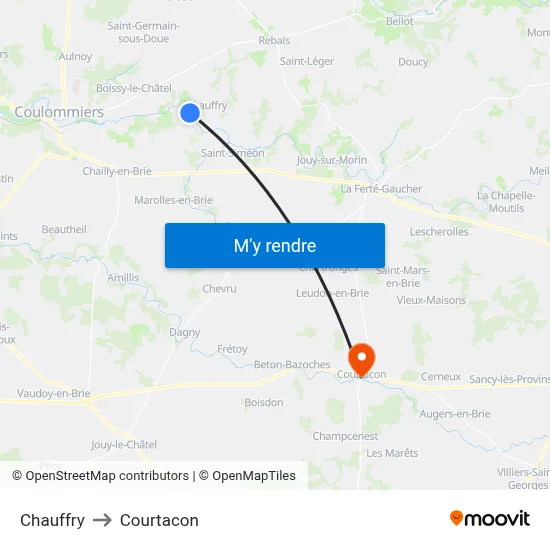 Chauffry to Courtacon map