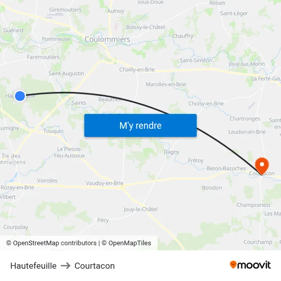 Hautefeuille to Courtacon map