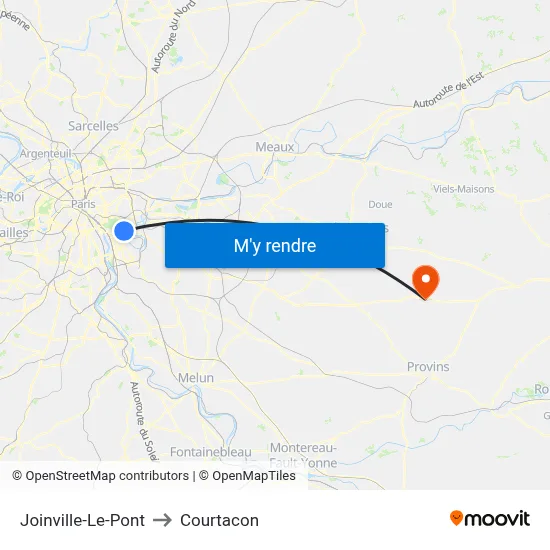 Joinville-Le-Pont to Courtacon map