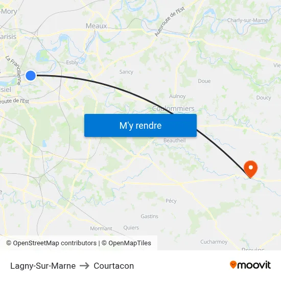 Lagny-Sur-Marne to Courtacon map