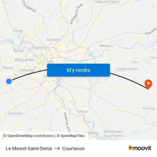 Le Mesnil-Saint-Denis to Courtacon map