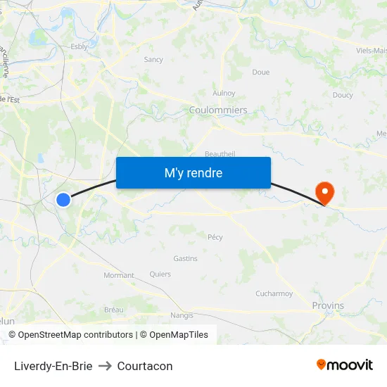Liverdy-En-Brie to Courtacon map