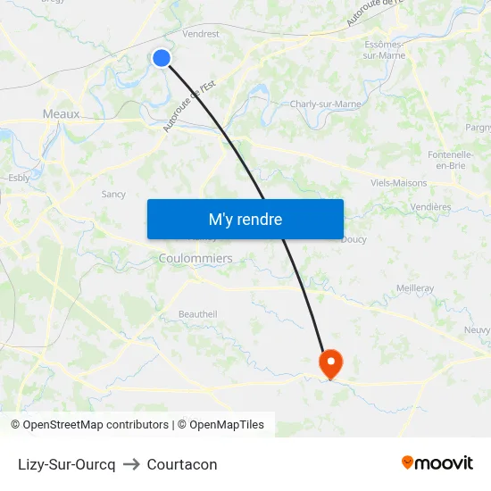 Lizy-Sur-Ourcq to Courtacon map