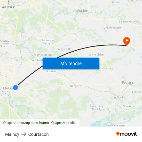 Maincy to Courtacon map