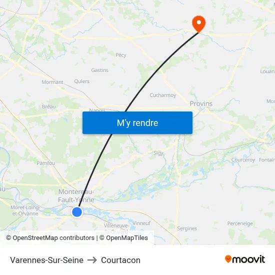 Varennes-Sur-Seine to Courtacon map