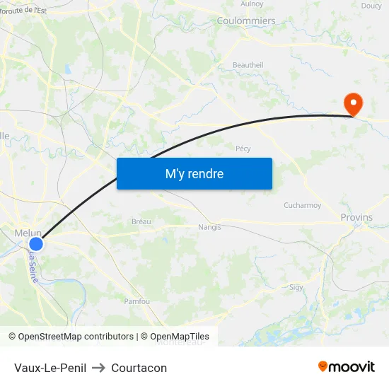Vaux-Le-Penil to Courtacon map