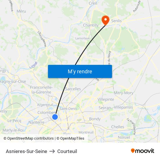 Asnieres-Sur-Seine to Courteuil map