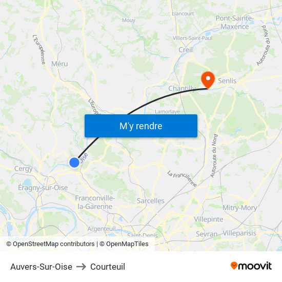 Auvers-Sur-Oise to Courteuil map