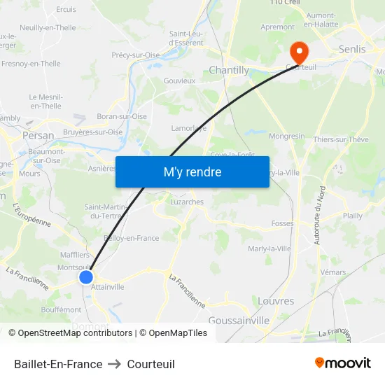 Baillet-En-France to Courteuil map