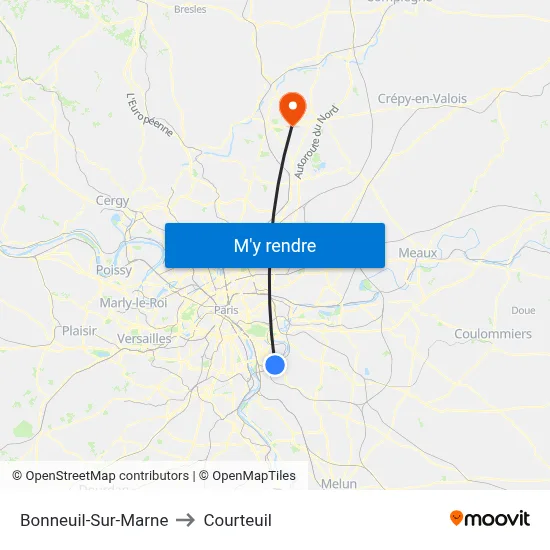 Bonneuil-Sur-Marne to Courteuil map