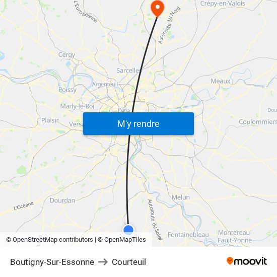 Boutigny-Sur-Essonne to Courteuil map