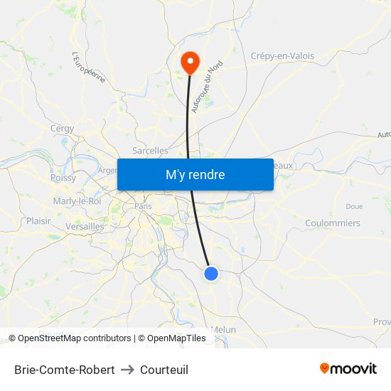 Brie-Comte-Robert to Courteuil map