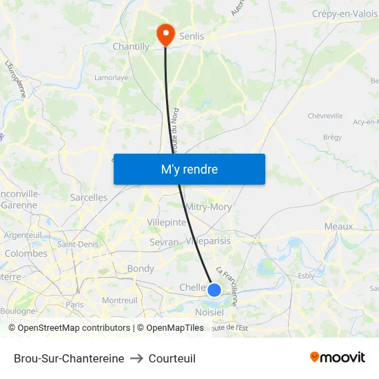 Brou-Sur-Chantereine to Courteuil map