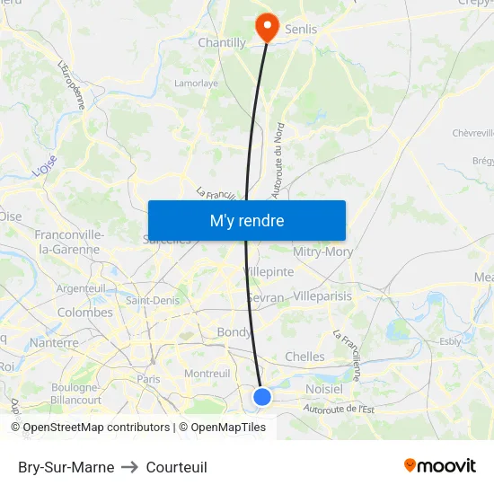 Bry-Sur-Marne to Courteuil map