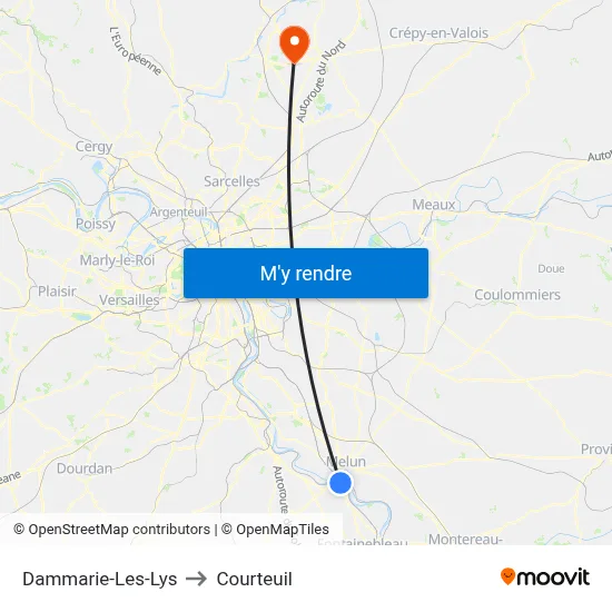 Dammarie-Les-Lys to Courteuil map