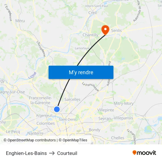 Enghien-Les-Bains to Courteuil map