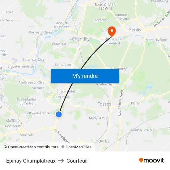 Epinay-Champlatreux to Courteuil map