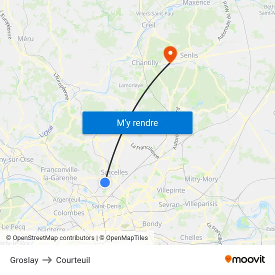 Groslay to Courteuil map