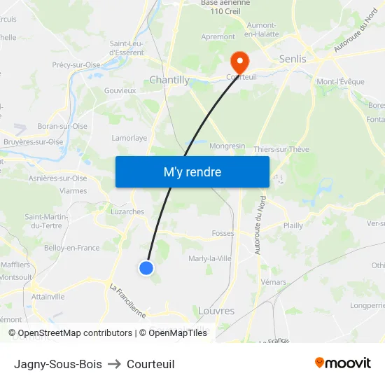 Jagny-Sous-Bois to Courteuil map