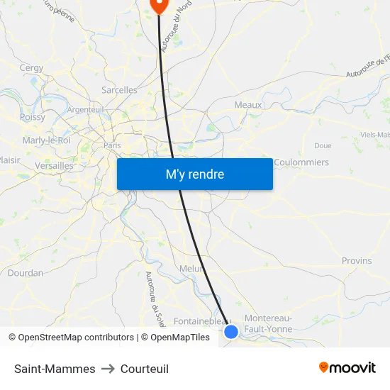 Saint-Mammes to Courteuil map