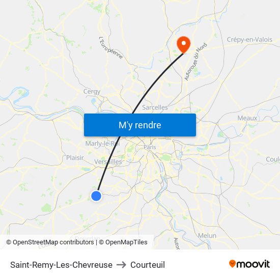 Saint-Remy-Les-Chevreuse to Courteuil map