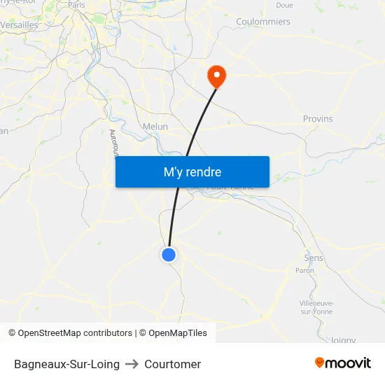 Bagneaux-Sur-Loing to Courtomer map