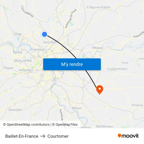 Baillet-En-France to Courtomer map