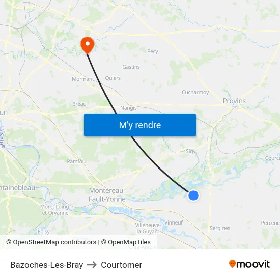 Bazoches-Les-Bray to Courtomer map