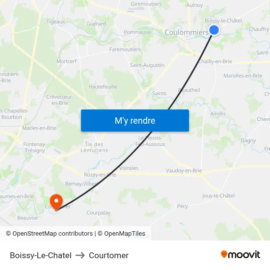 Boissy-Le-Chatel to Courtomer map