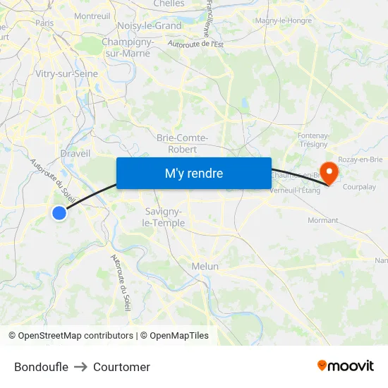 Bondoufle to Courtomer map