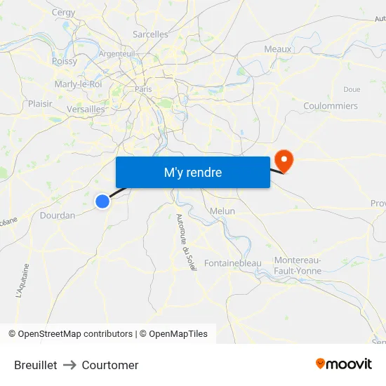 Breuillet to Courtomer map