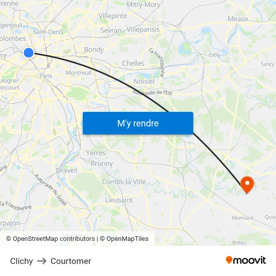 Clichy to Courtomer map