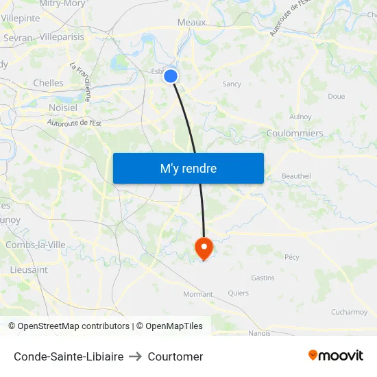 Conde-Sainte-Libiaire to Courtomer map