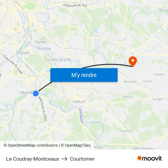Le Coudray-Montceaux to Courtomer map