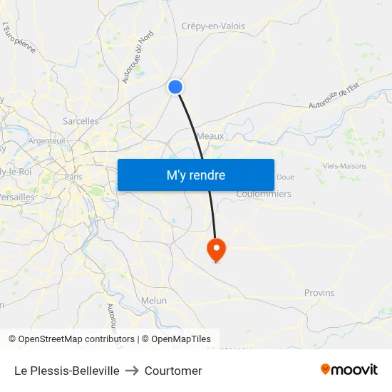 Le Plessis-Belleville to Courtomer map