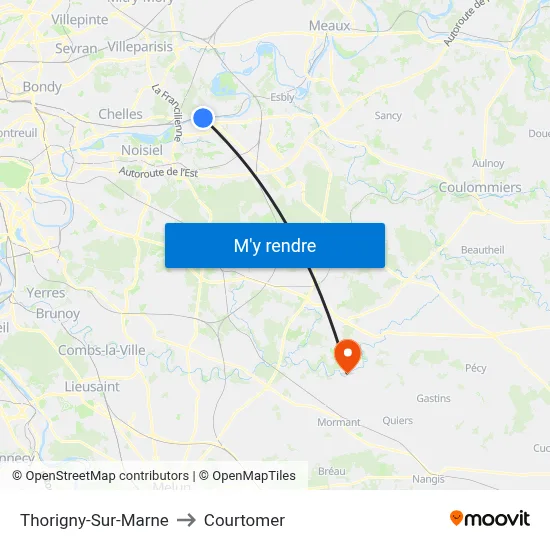 Thorigny-Sur-Marne to Courtomer map