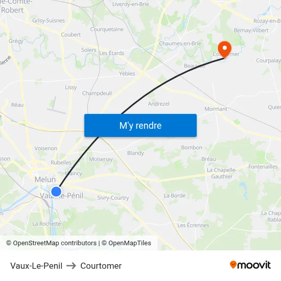 Vaux-Le-Penil to Courtomer map